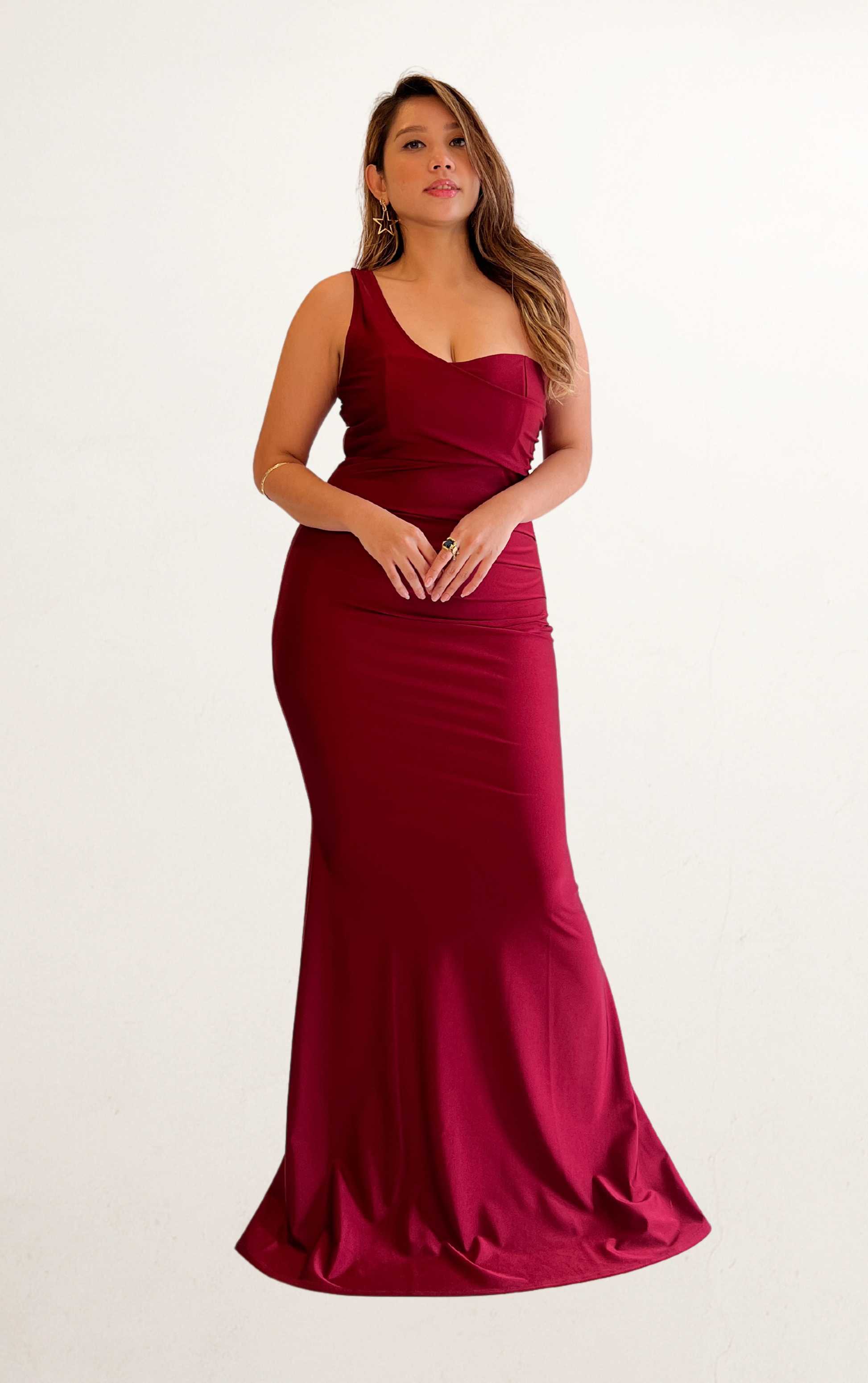 Red One-Shoulder Mermaid Dress