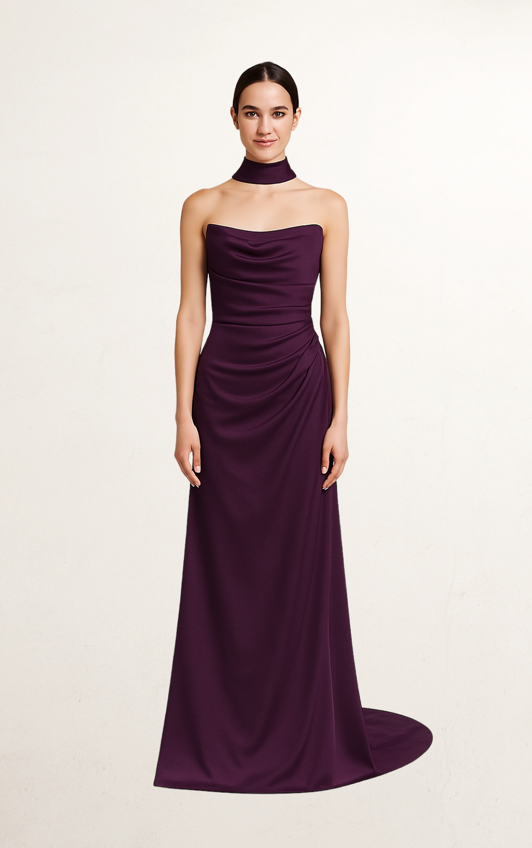 Purple Silk Bandeau with Scarf Dress