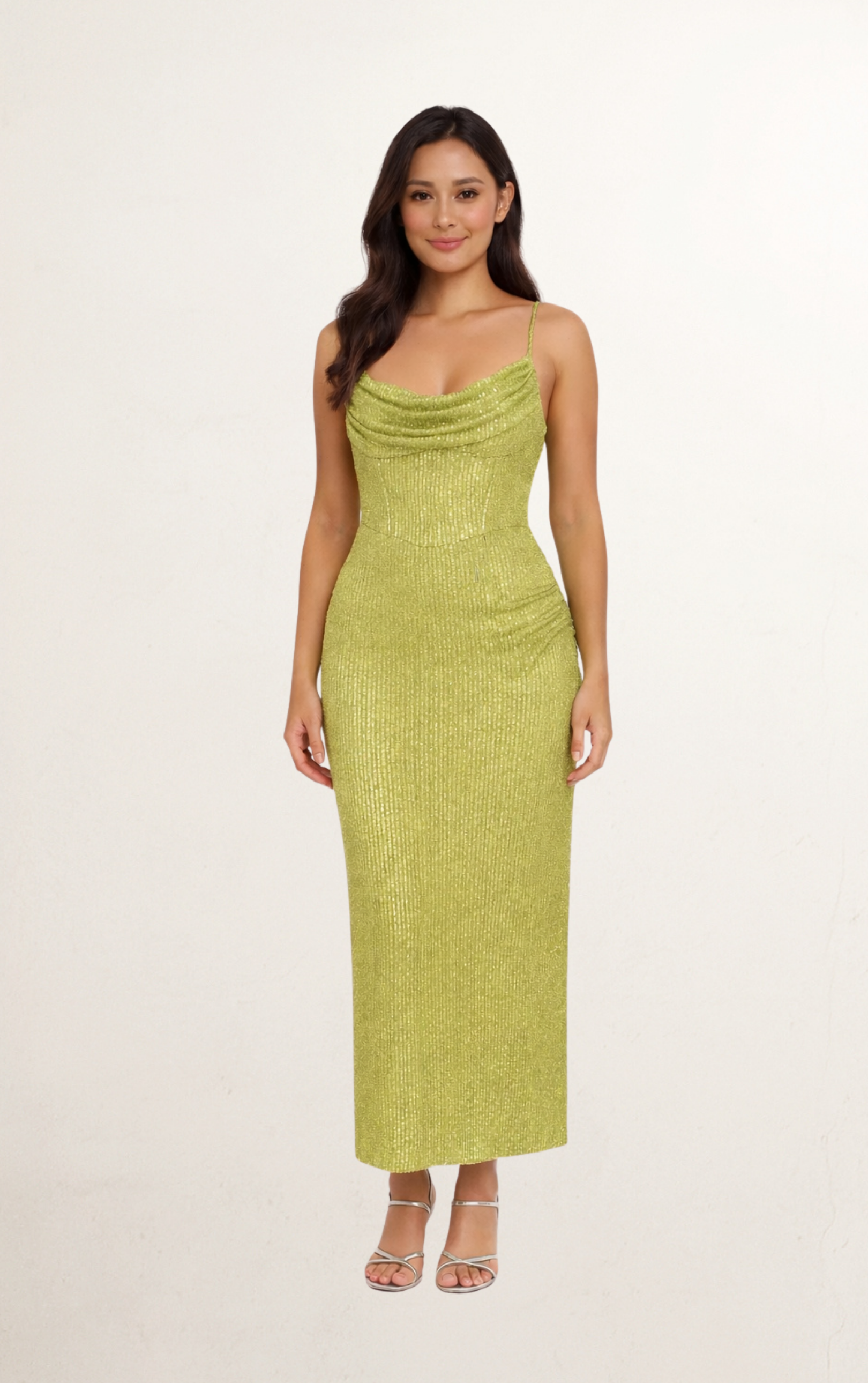 Green Sequin Bodycon Maxi Dress Rental | Stylish Gown Dress Rental