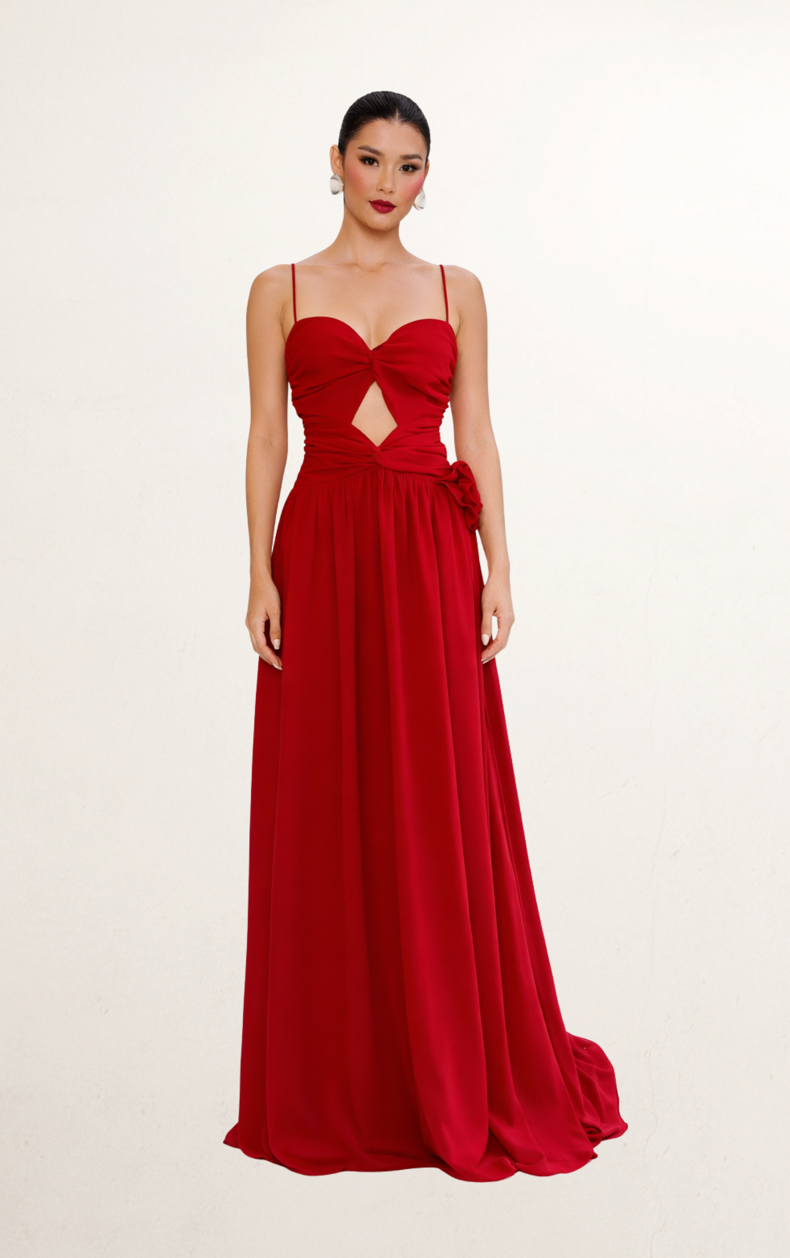 Red Sweetheart Cut-Out Dress Rental | Evening Dress Red Sweetheart Cut-Out Dress Rental | Evening Dress