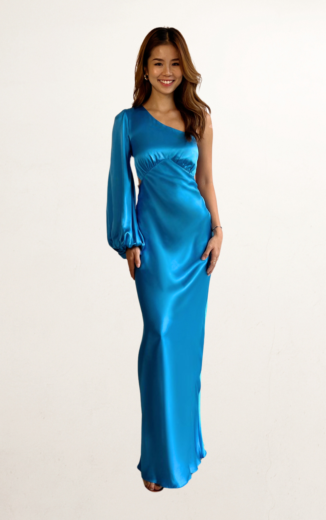 Blue Shona Joy Silk One-Shoulder Dress Peek This Dress Blue Shona Joy Silk One-Shoulder Dress Peek This Dress