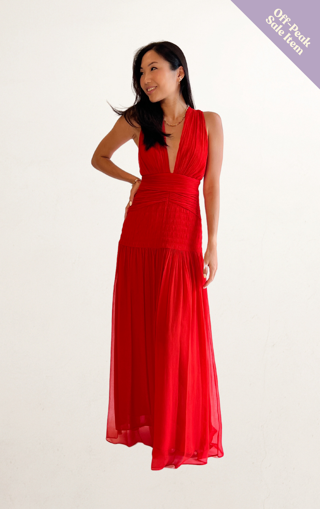 Red Shona Joy Plunge Backless Wrap Dress