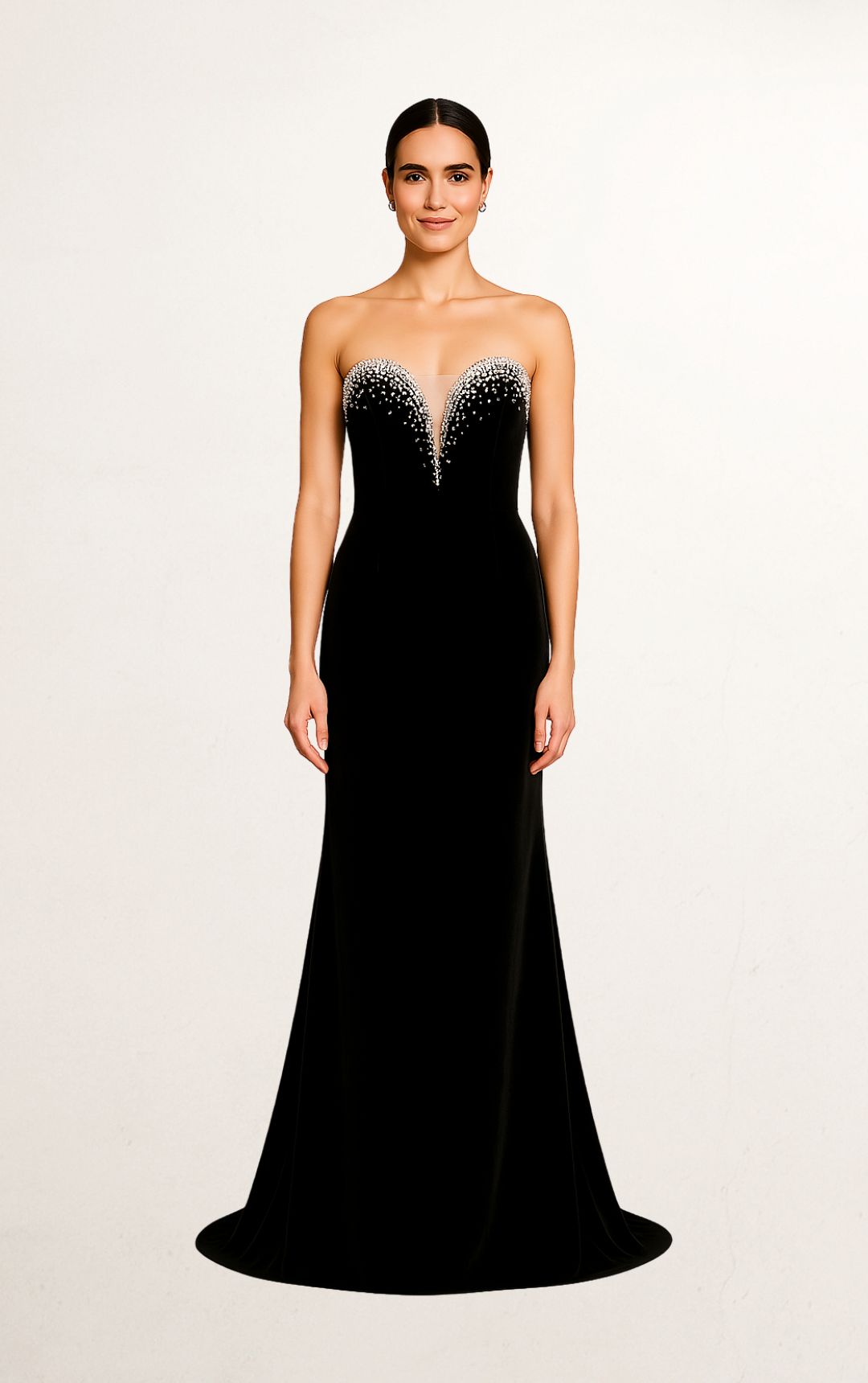 Black Velvet Embellished Fishtail Gown