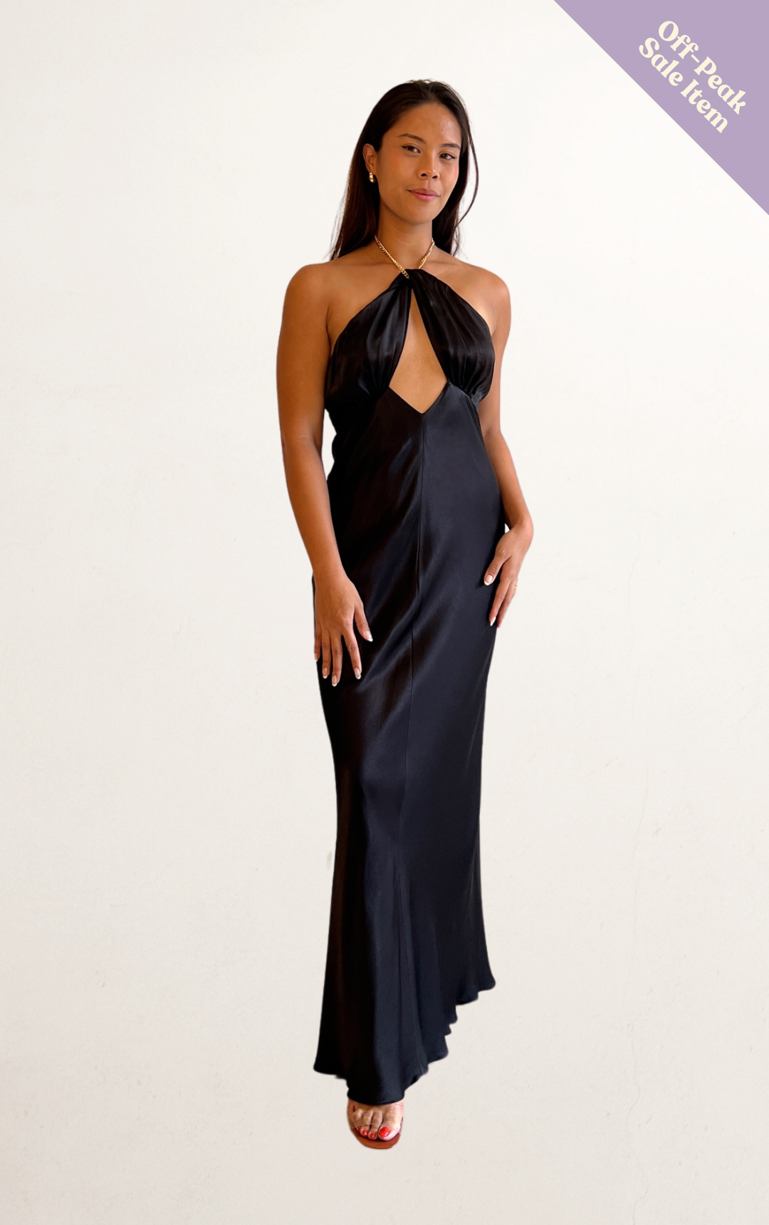 Black Shona Joy Chain Halter Dress