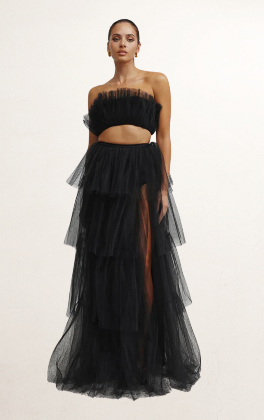 Lexi Black Two Piece Pleated Tulle Set