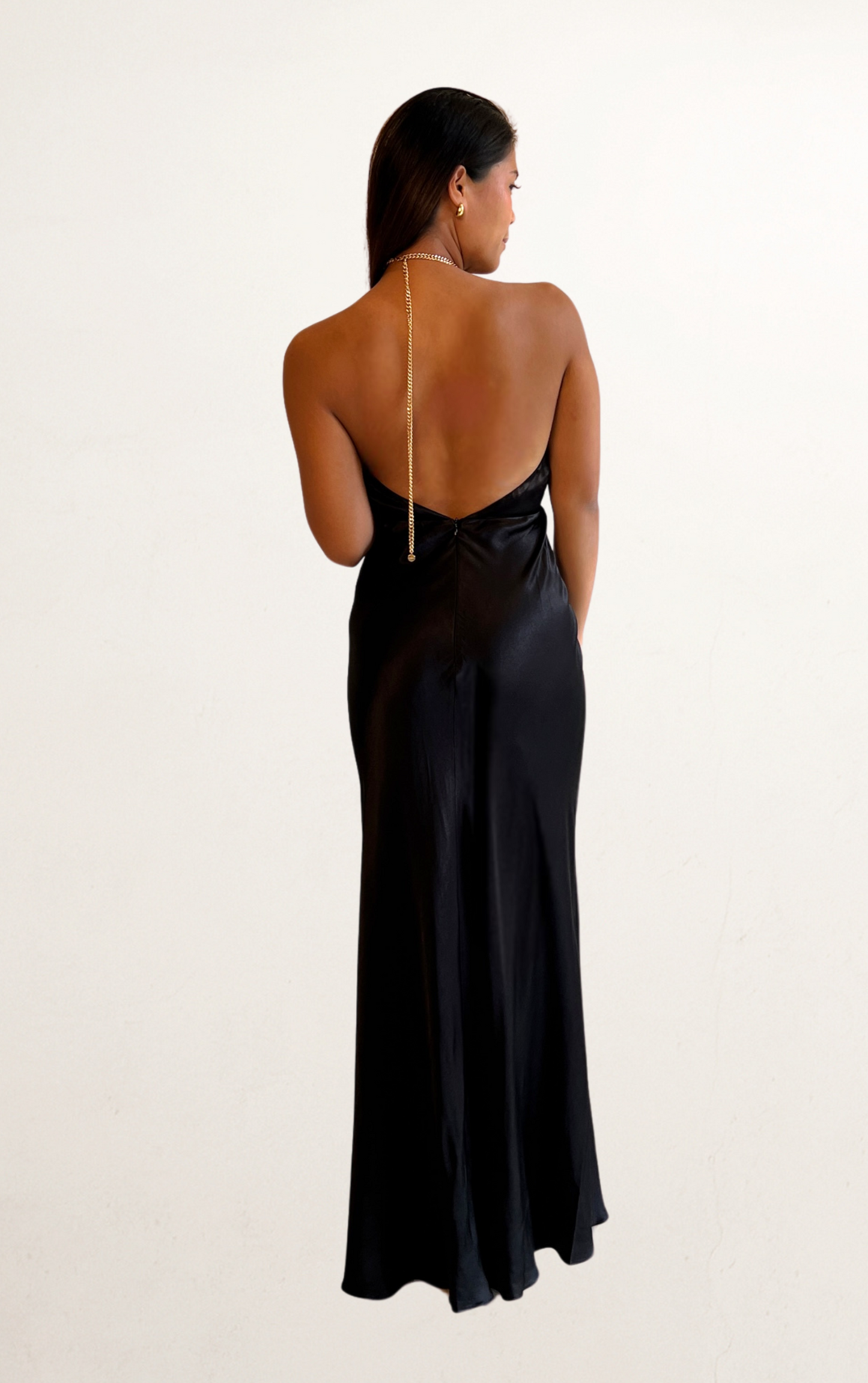 Black Shona Joy Chain Halter Dress