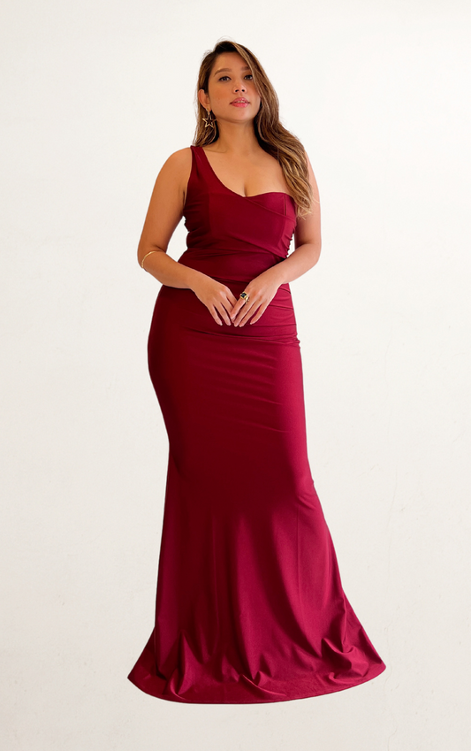 Red One-Shoulder Mermaid Dress