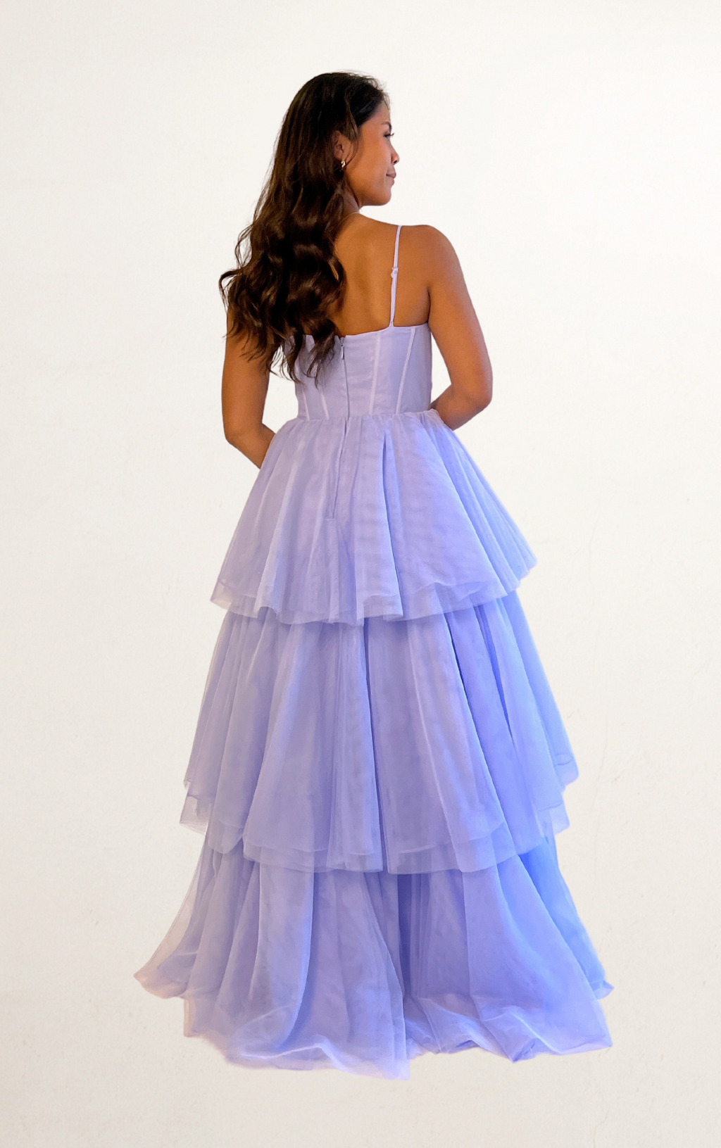 Blue Corset Tiered Tulle Dress