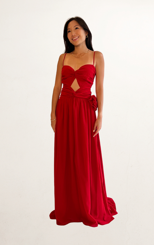 Red Sweetheart Cut-Out Dress