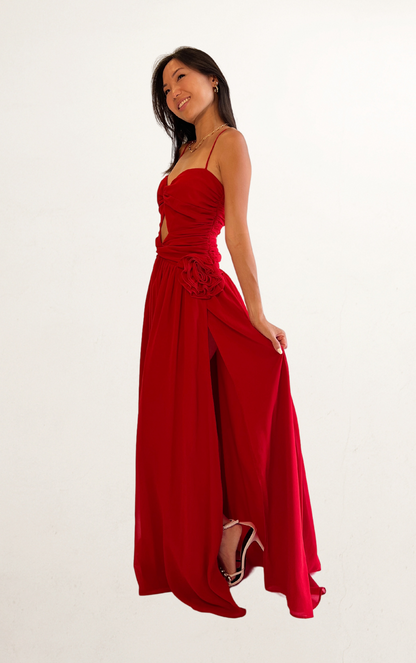 Red Sweetheart Cut-Out Dress