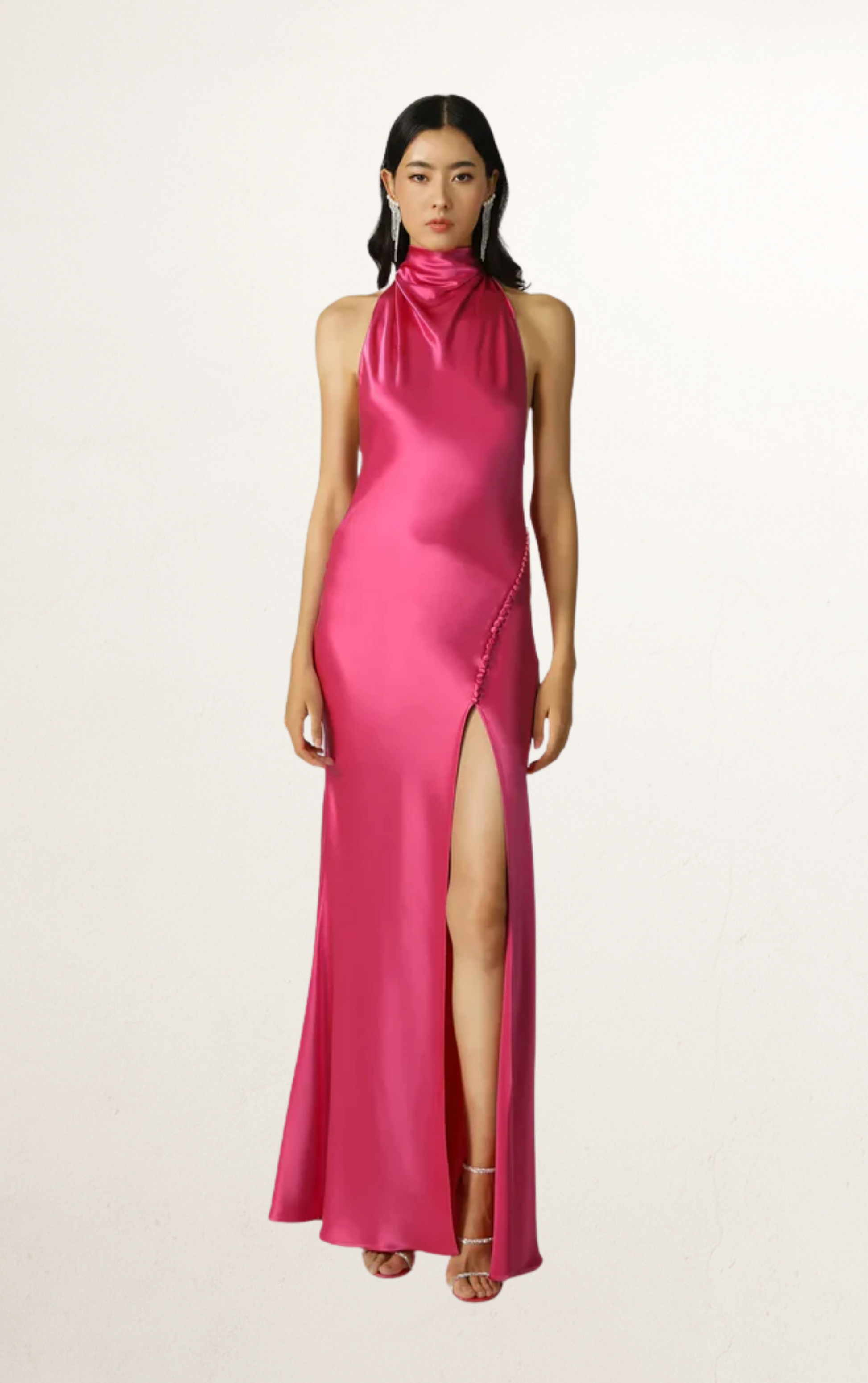 Fuchsia Sau Lee Penelope Backless Satin Gown