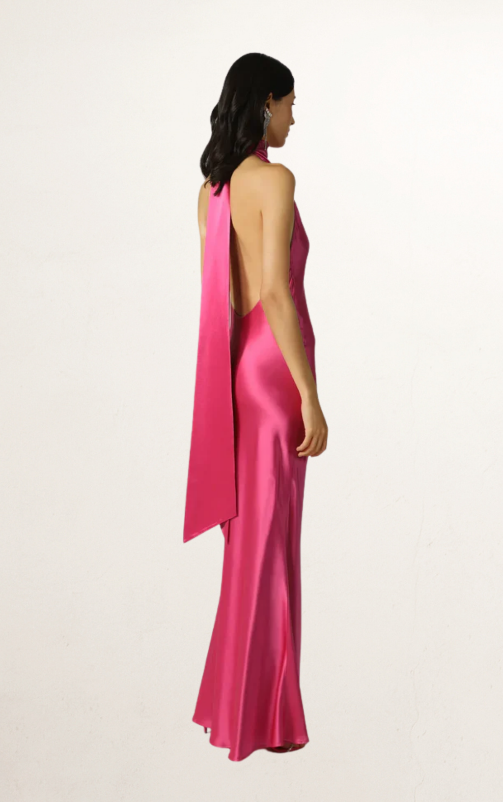 Fuchsia Sau Lee Penelope Backless Satin Gown