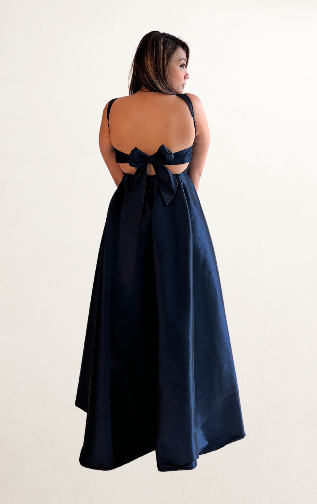 Blue Fit & Flare Ribbon Maxi Dress