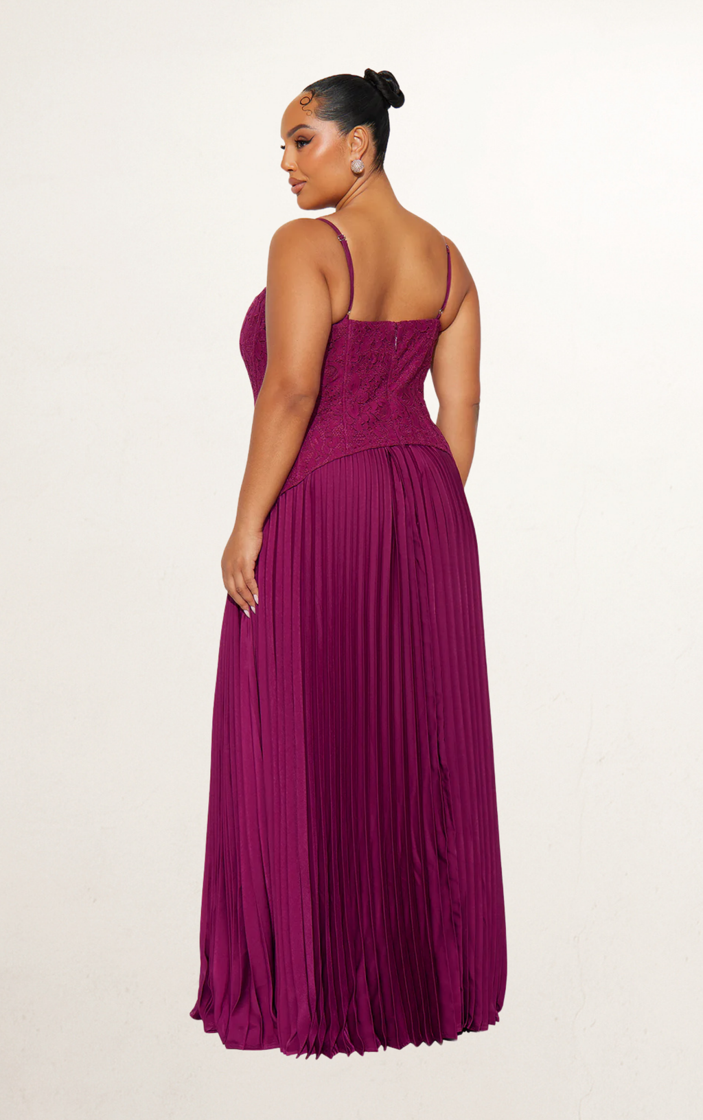 Purple Lace Corset Pleated Maxi Dress