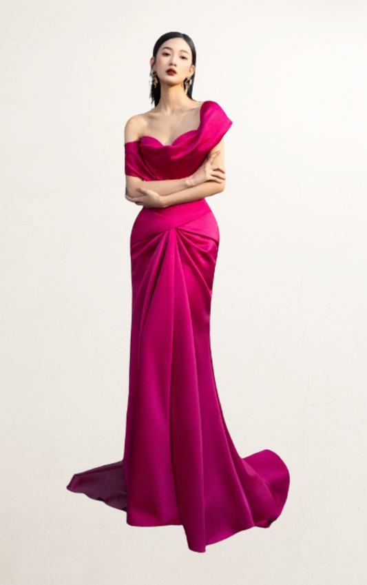 Pink Silk Fishtail Corset Gown