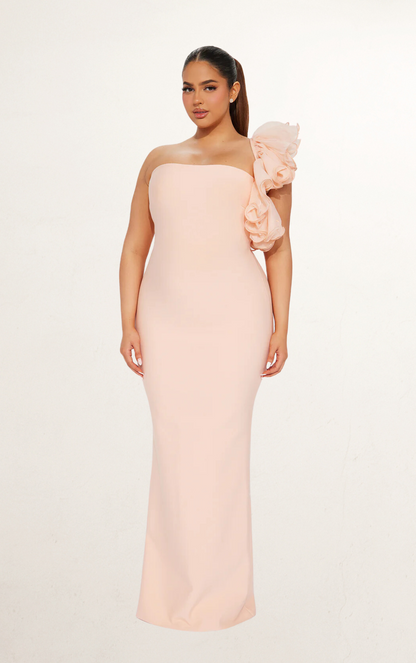 Pink Blush Bandage Ruffle Dress