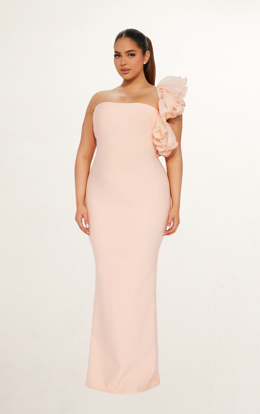 Pink Blush Bandage Ruffle Dress