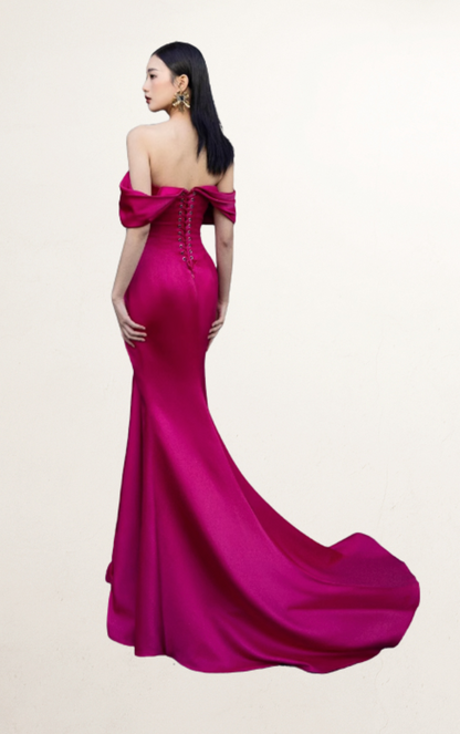 Pink Silk Fishtail Corset Gown