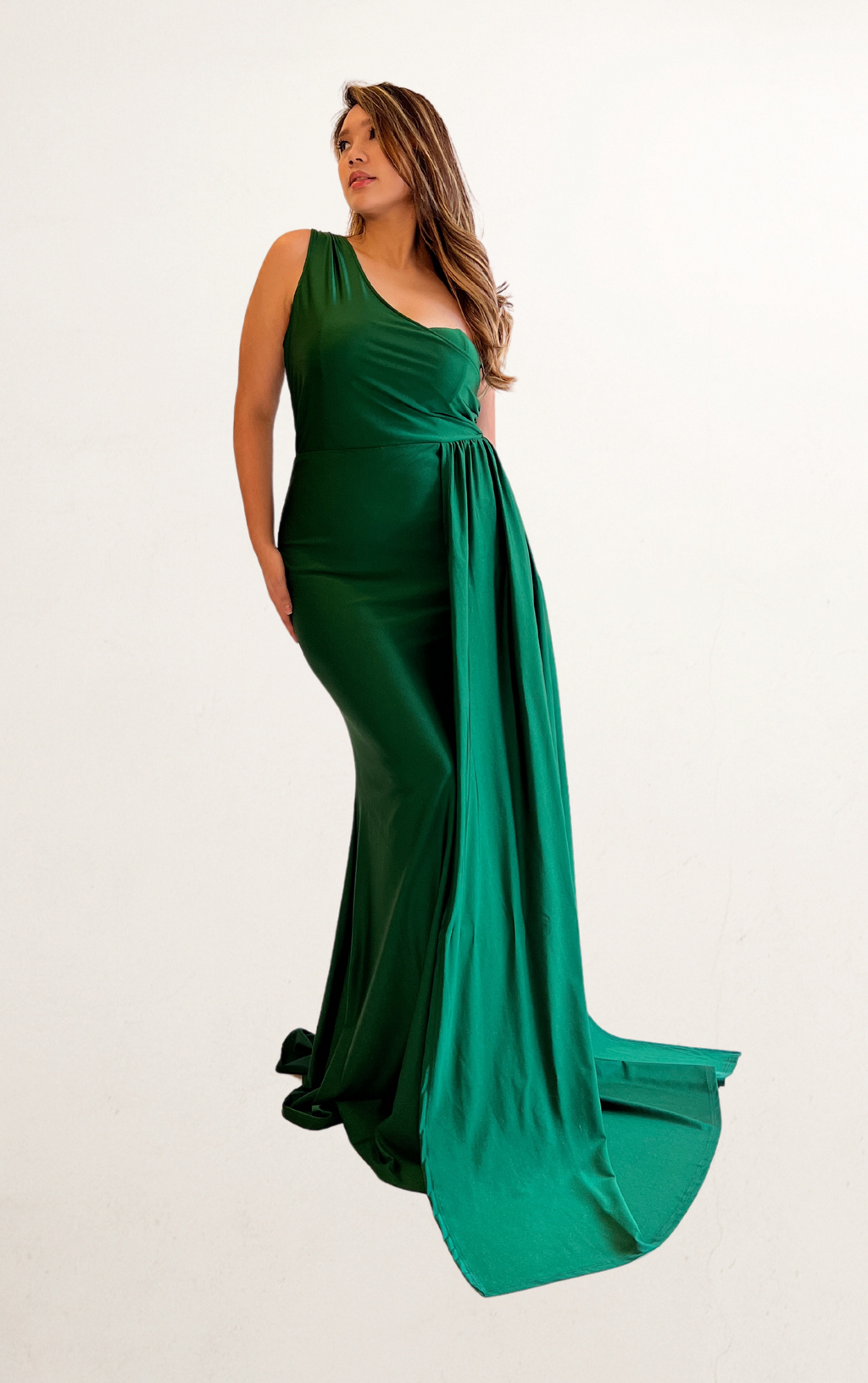 Green One-Shoulder Drape Dress (Archive Drop)