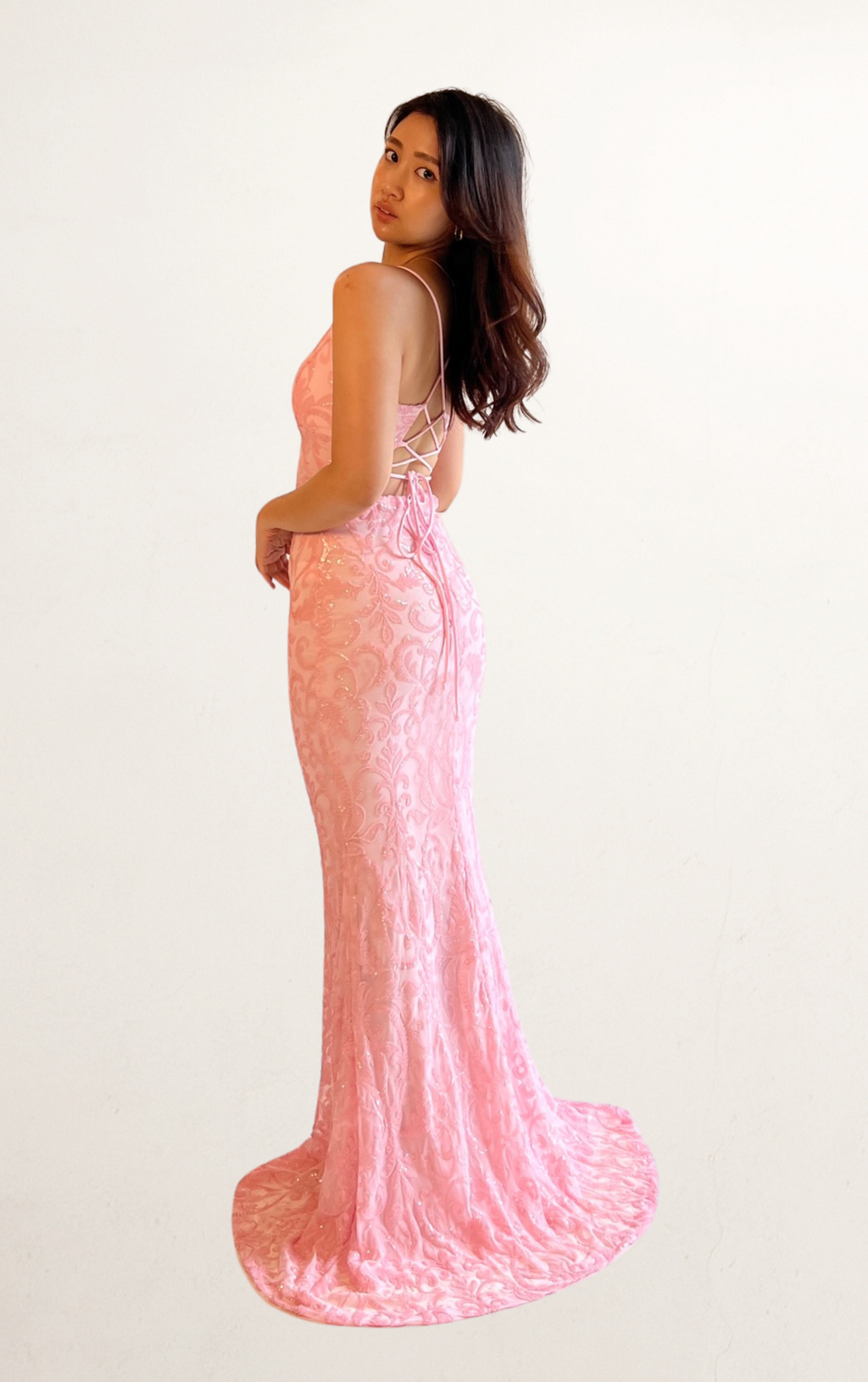 Pink Sequin Bodycon Mermaid Dress