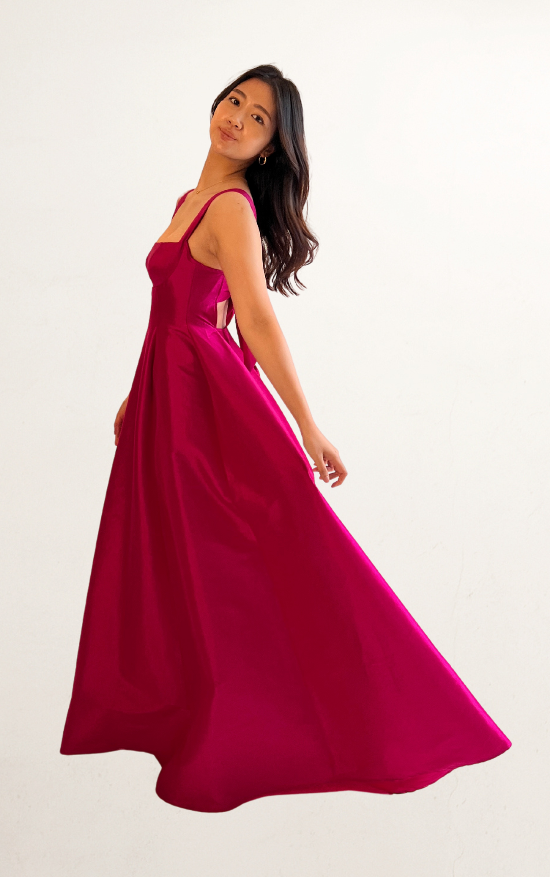Pink Fit & Flare Ribbon Maxi Dress