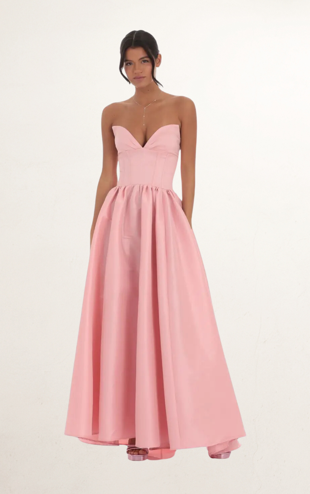 Pink Corset Strapless Maxi Dress