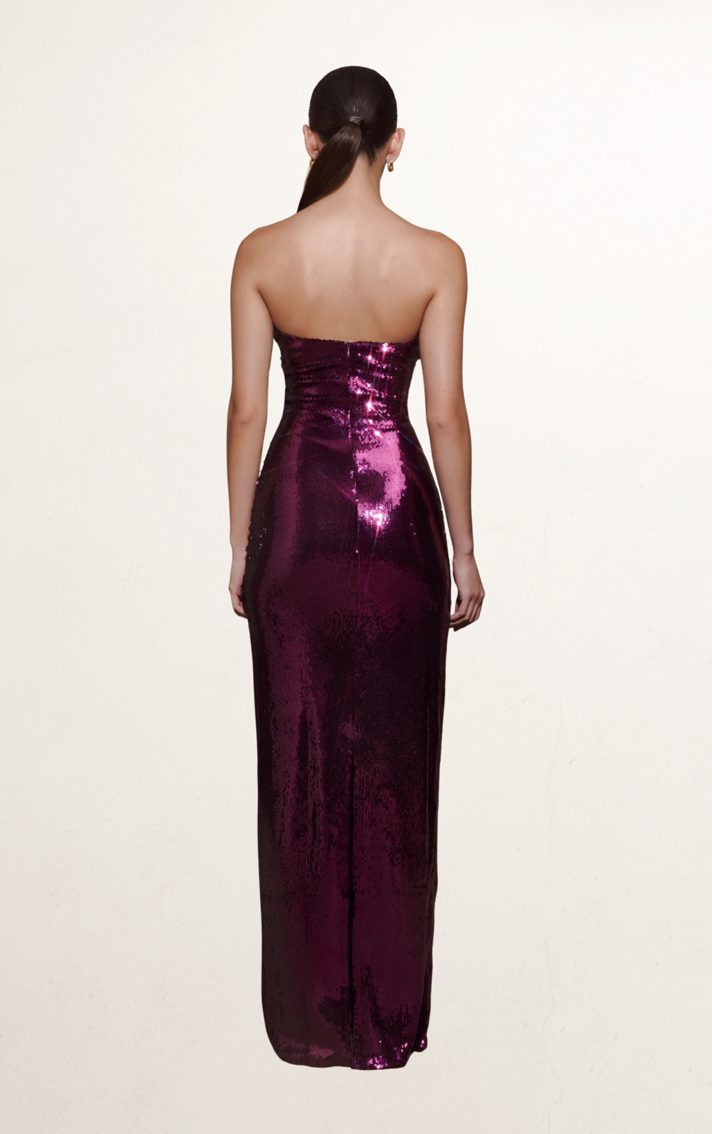 Purple Plum Strapless Sequin Maxi Dress