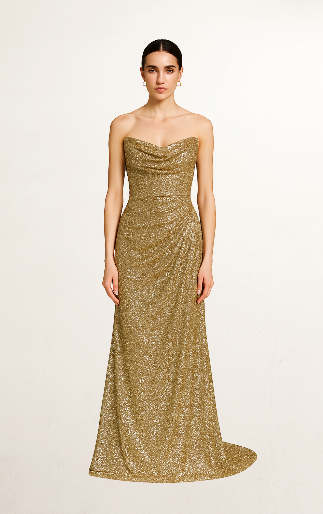 Gold Sequin Bandeau Gown