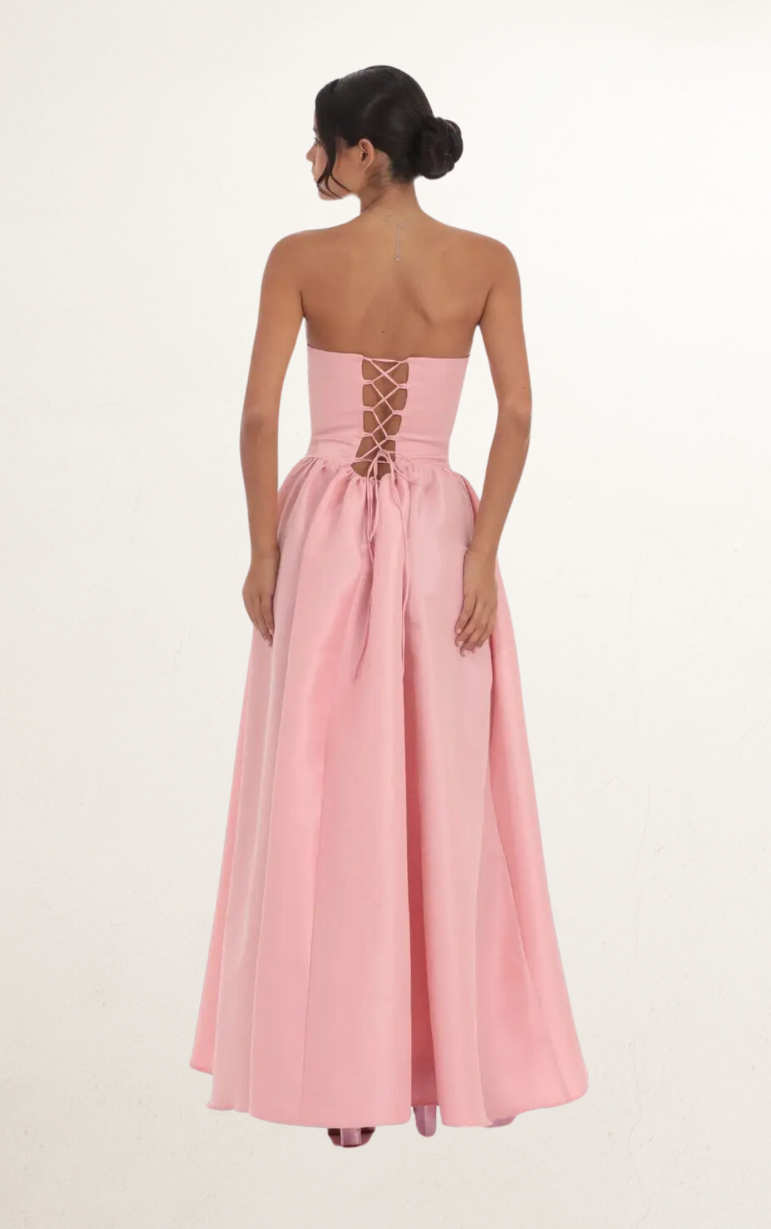 Pink Corset Strapless Maxi Dress