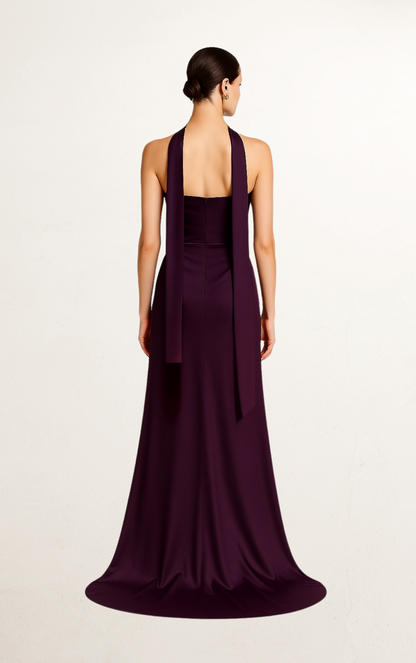 Purple Silk Bandeau with Scarf Dress