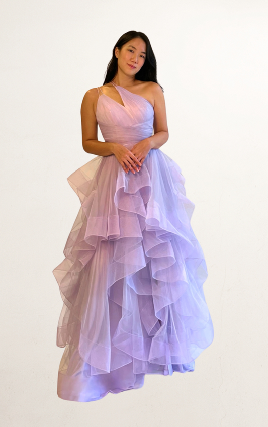 Purple One-Shoulder Tulle Dress