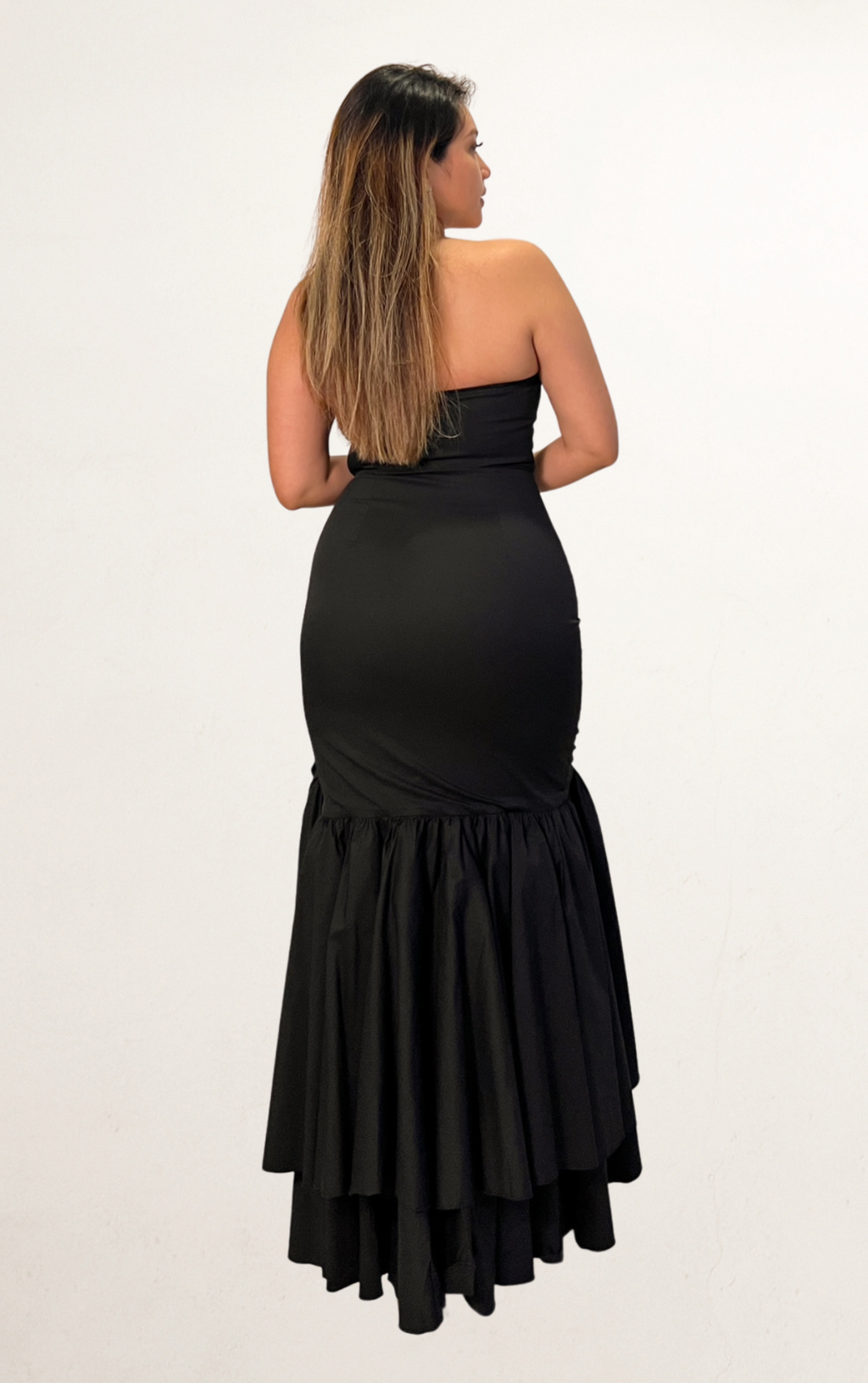 Black Off-Shoulder Ruffle High Low Dress