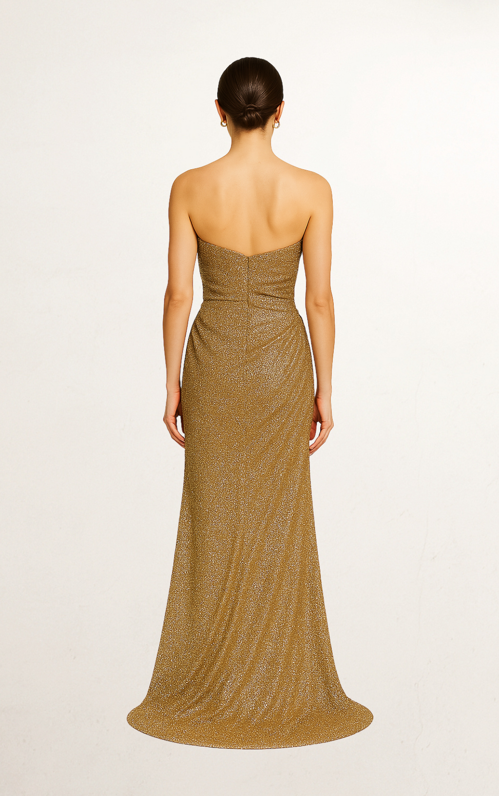 Gold Sequin Bandeau Evening Gown