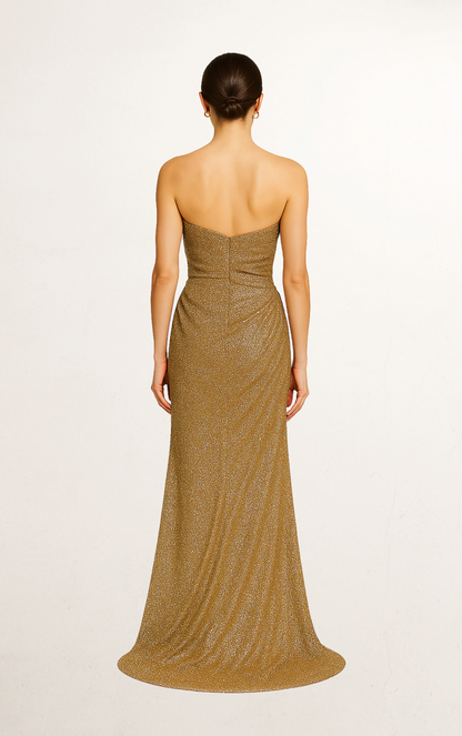 Gold Sequin Bandeau Gown