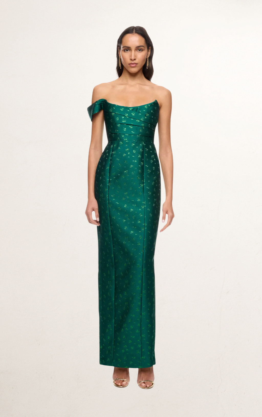 Green Sau Lee Jackson Jacquard Gown