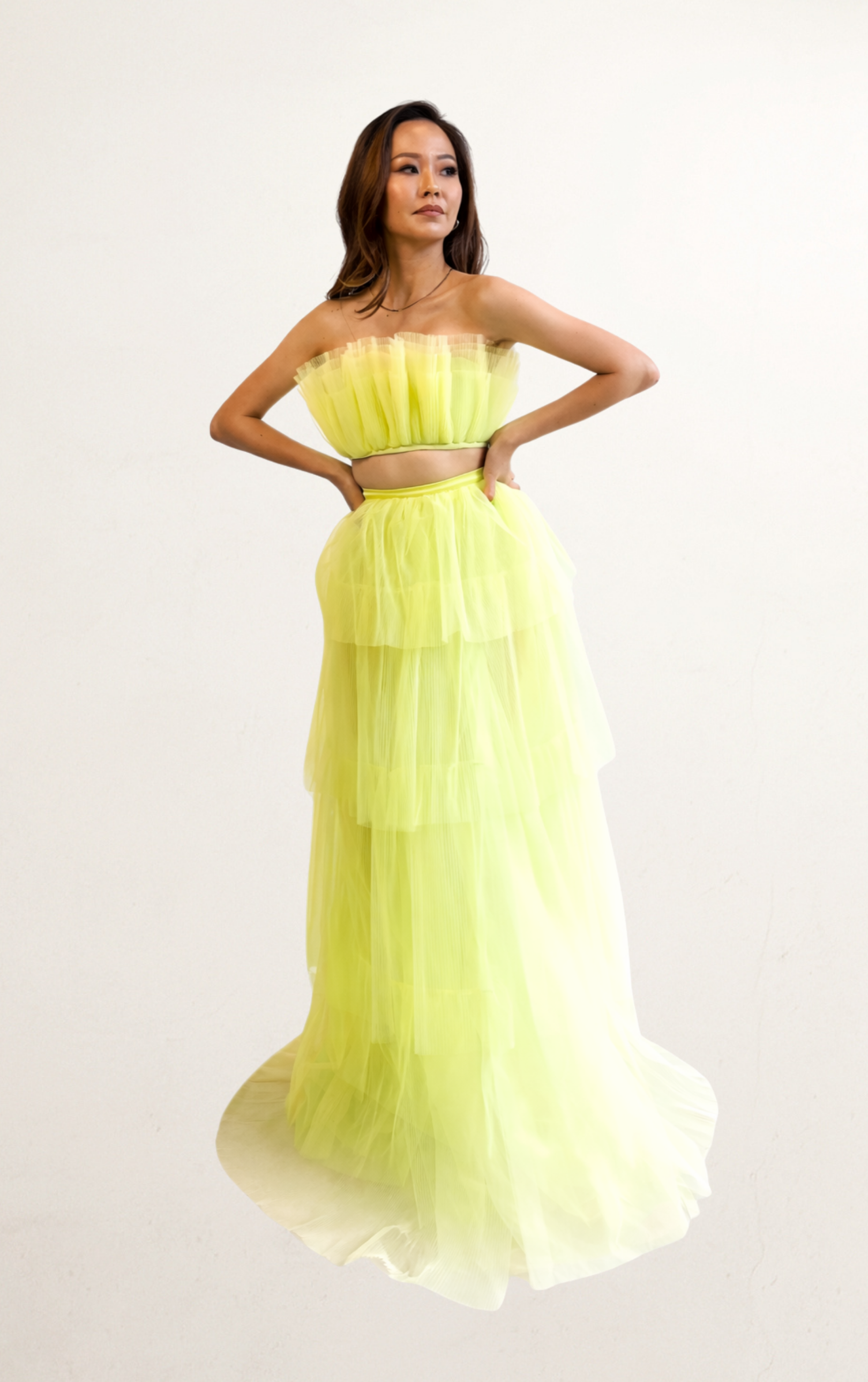 Green Lexi Two Piece Pleated Tulle Set