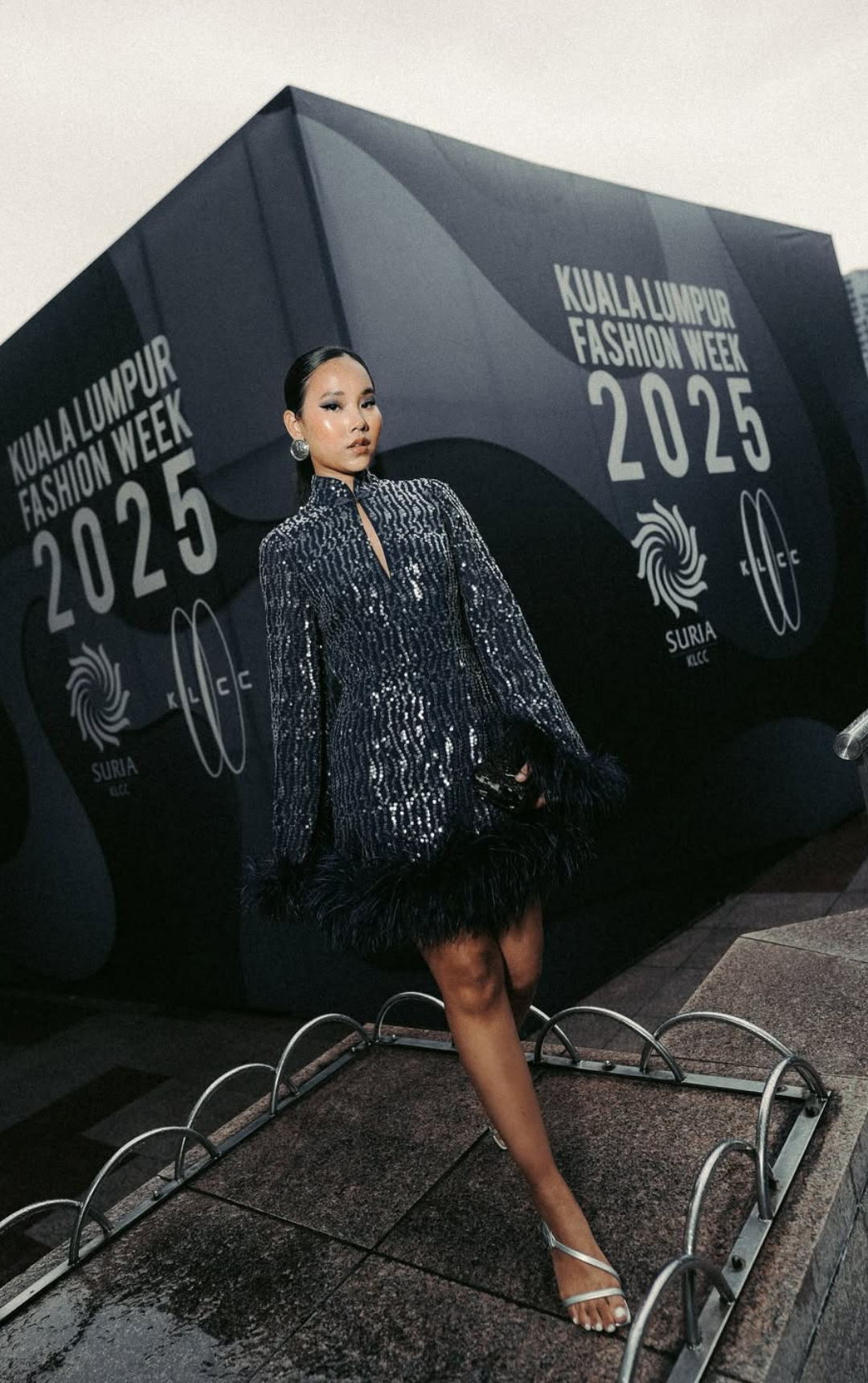 Blue Sau Lee Feather Sequin Mini Dress
