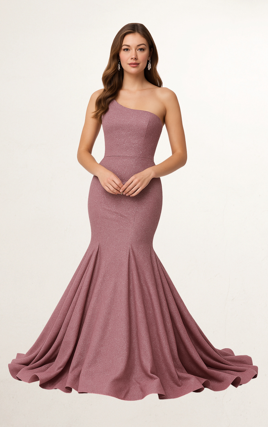 Purple Lilac Glitter One-Shoulder Mermaid Gown