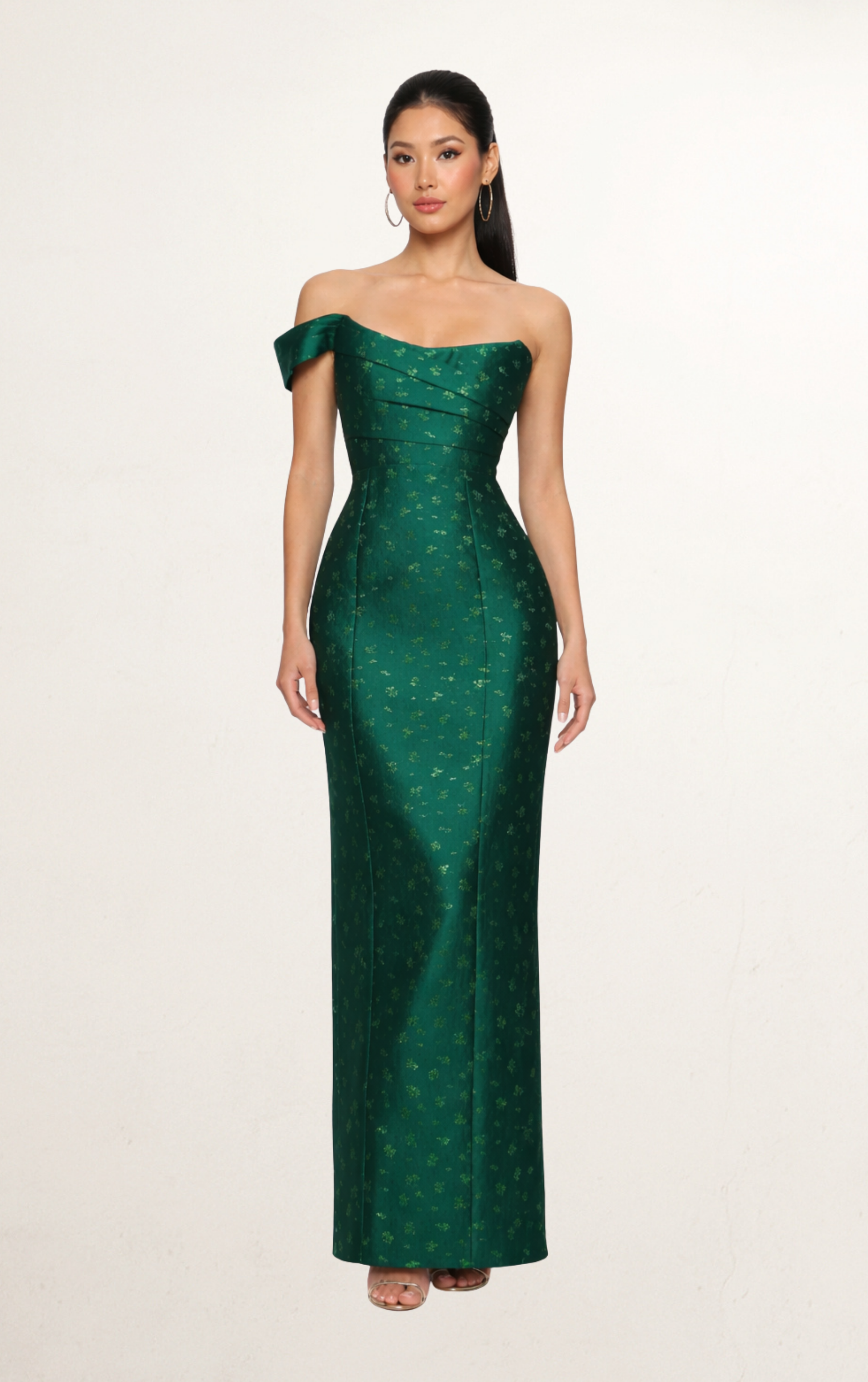 Green Sau Lee Jackson Jacquard Gown