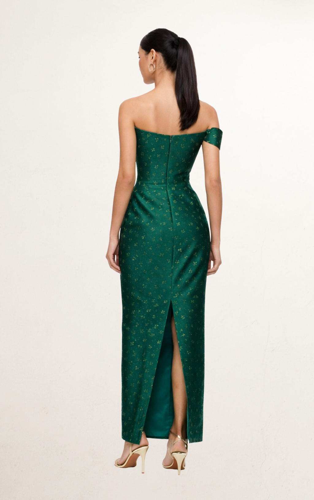 Green Sau Lee Jackson Jacquard Gown