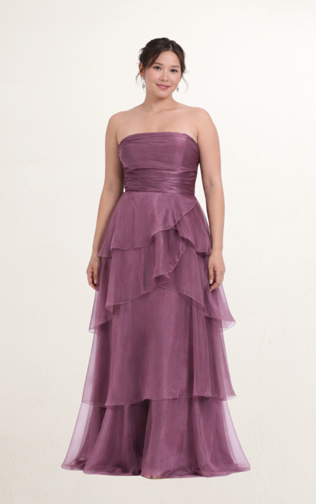 Purple Corset Ruffle Strapless Maxi Dress
