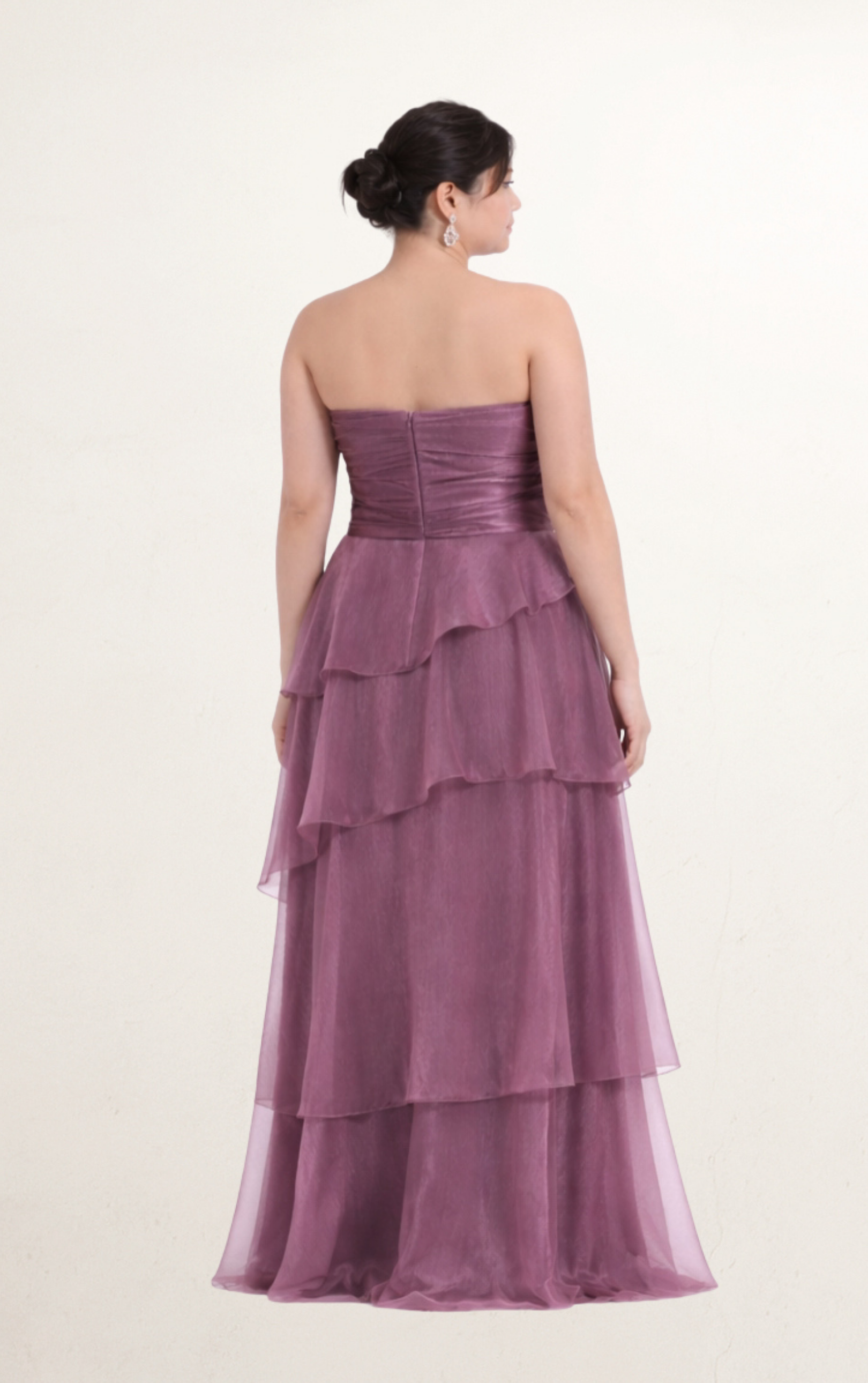 Purple Corset Ruffle Strapless Maxi Dress
