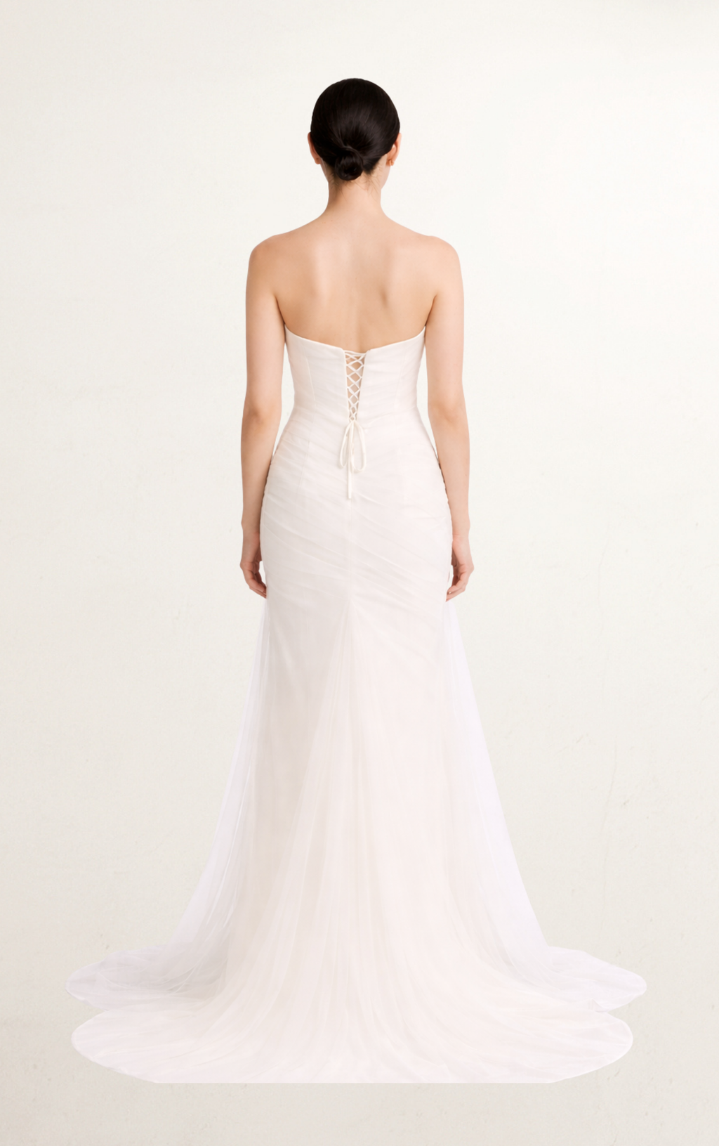 White French Gauze Bridal Gown with Scarf