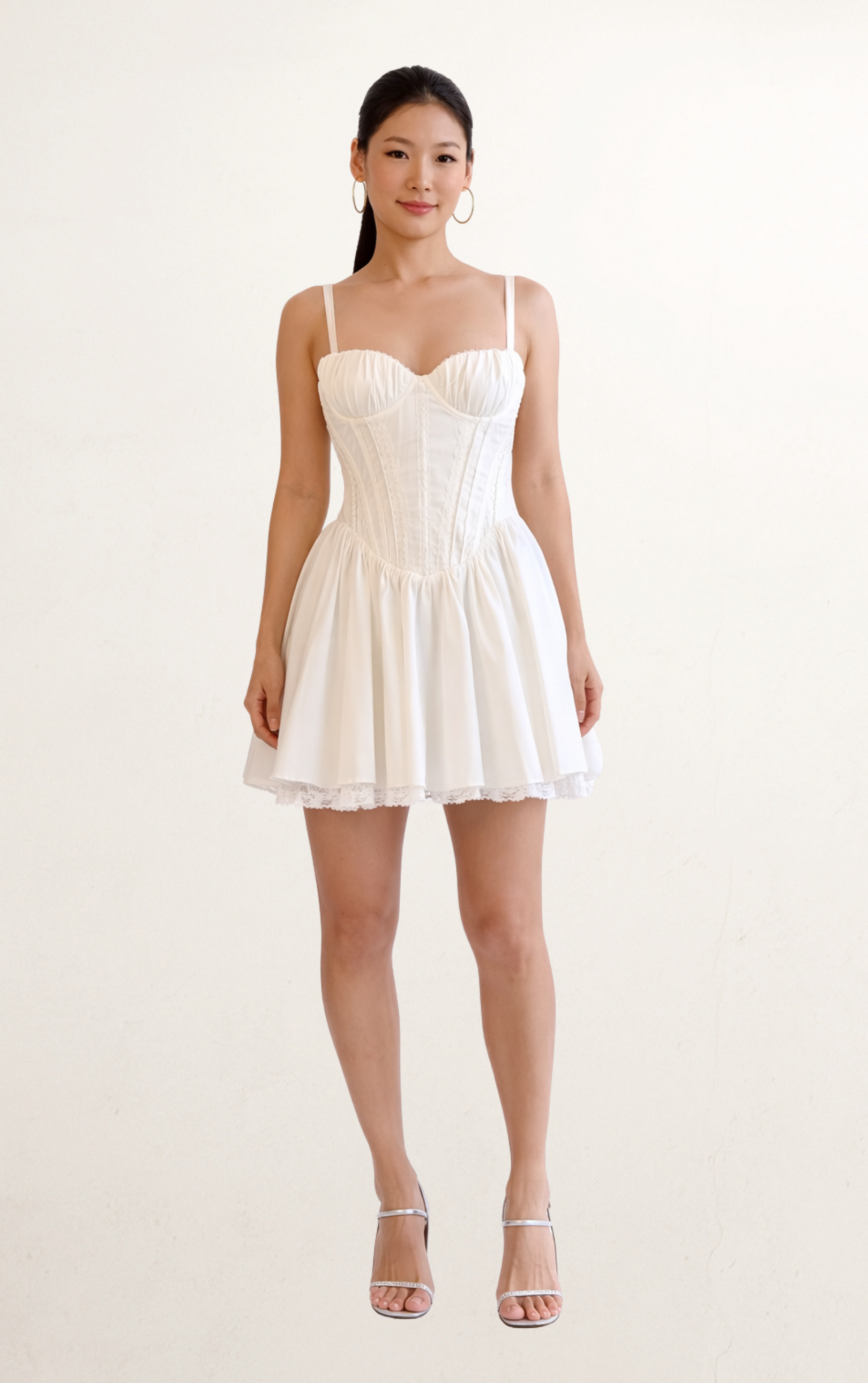 White Corset Flare Mini Dress