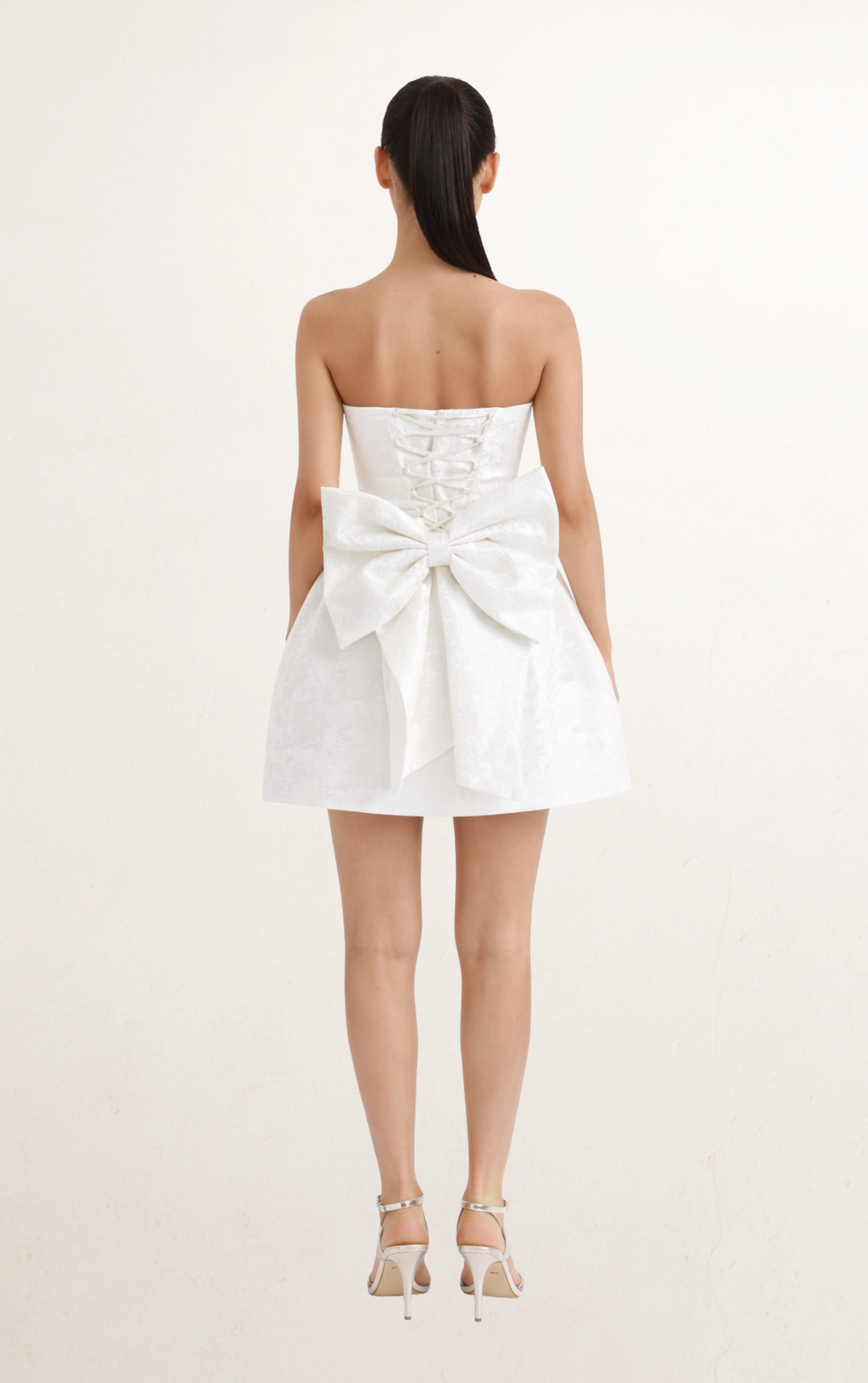 White Off-Shoulder Ribbon Mini Dress