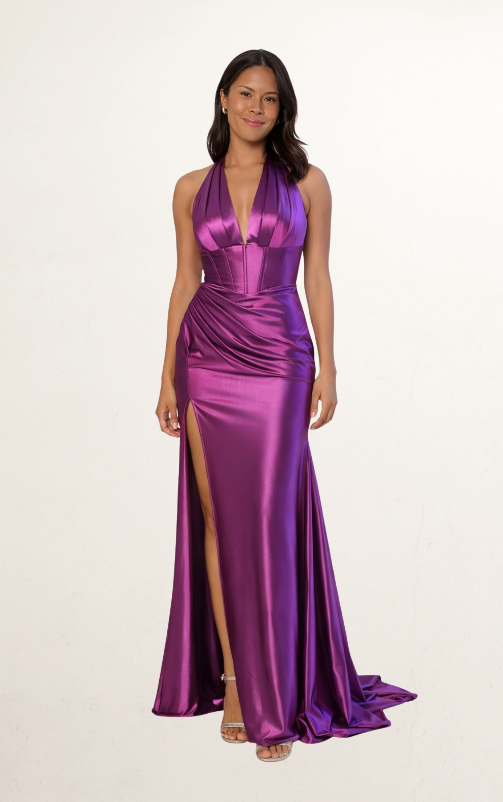 Purple Silk Corset Wrap Dress