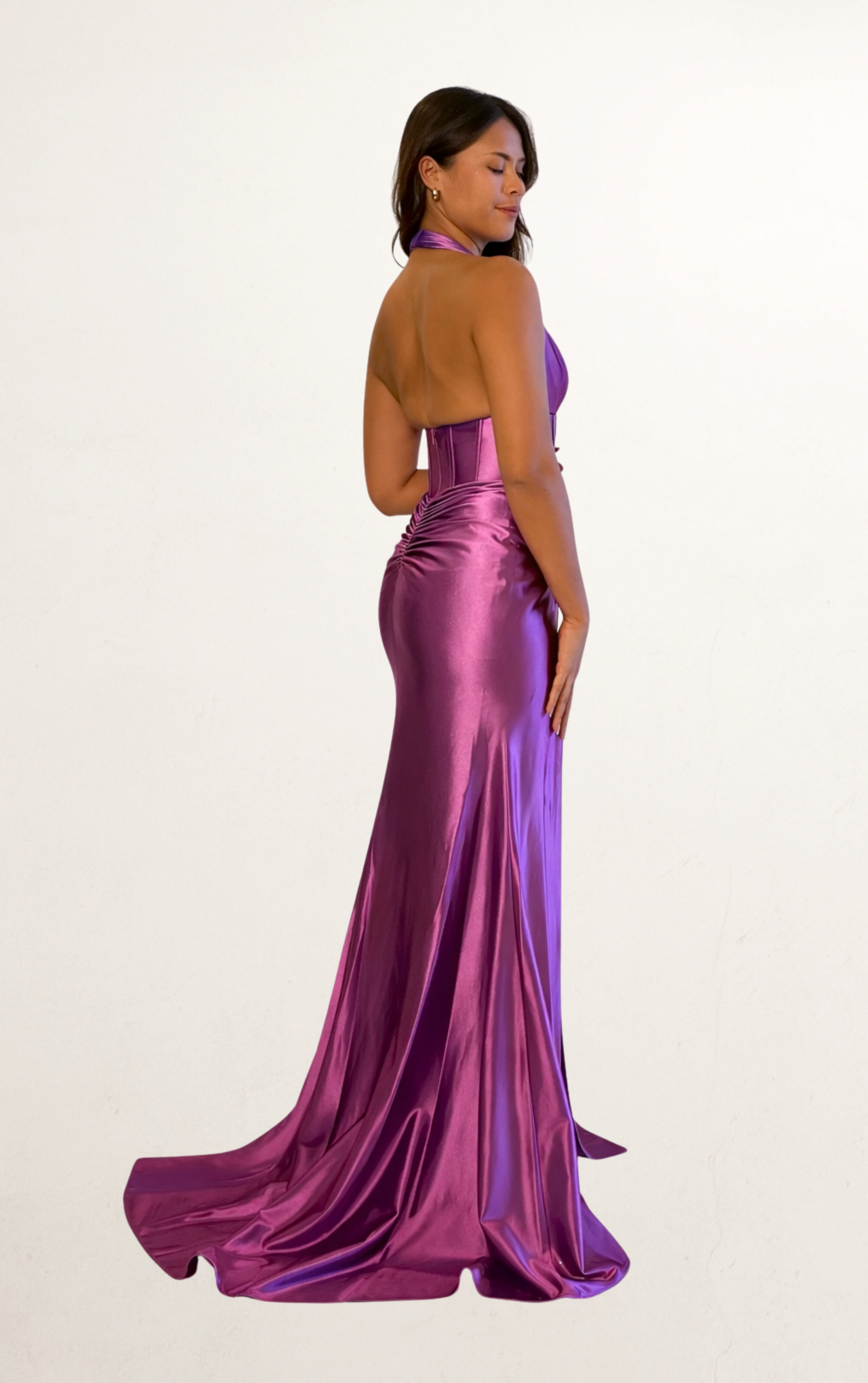 Purple Silk Corset Wrap Dress