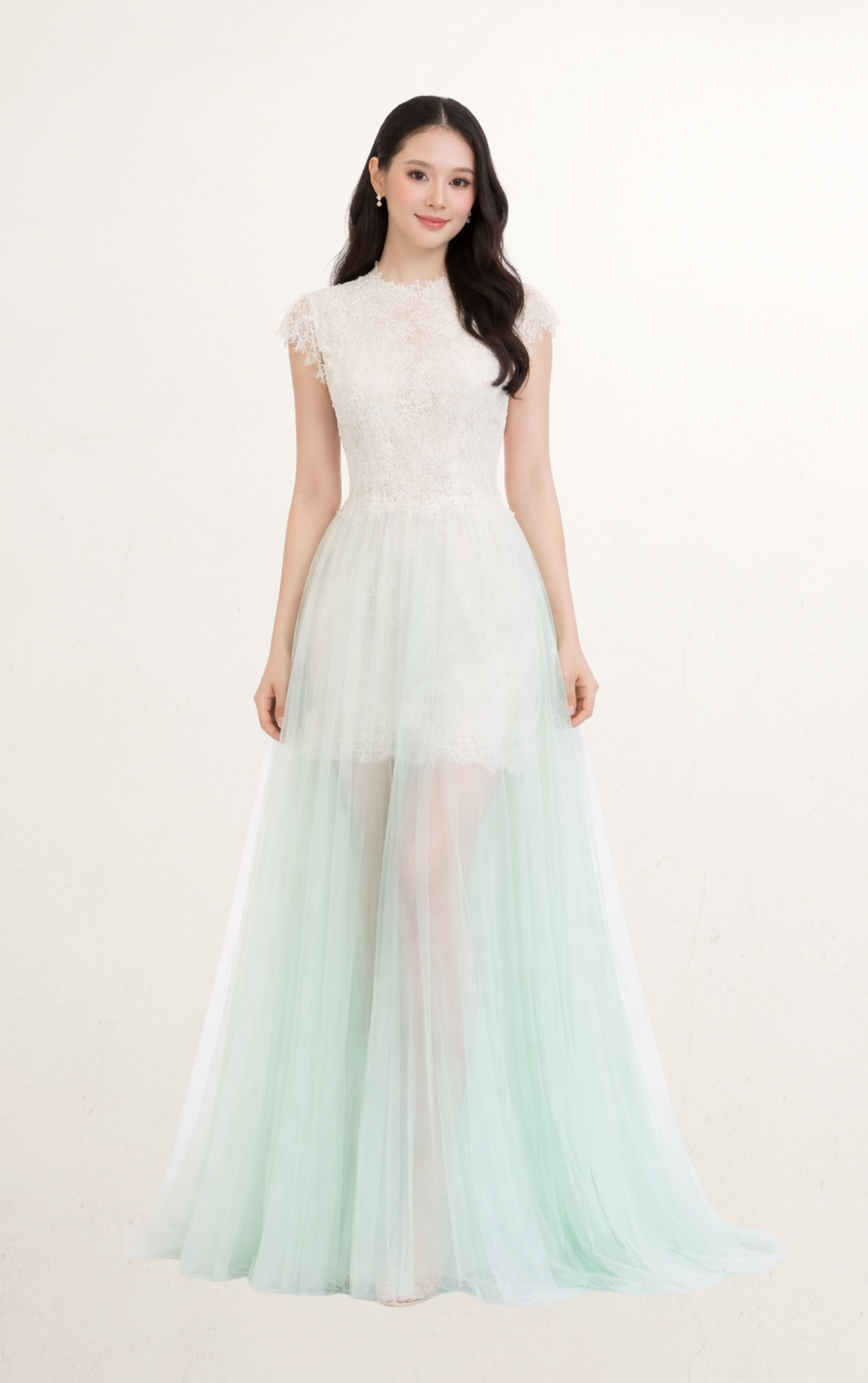 Ombre Lace Chiffon Maxi Dress