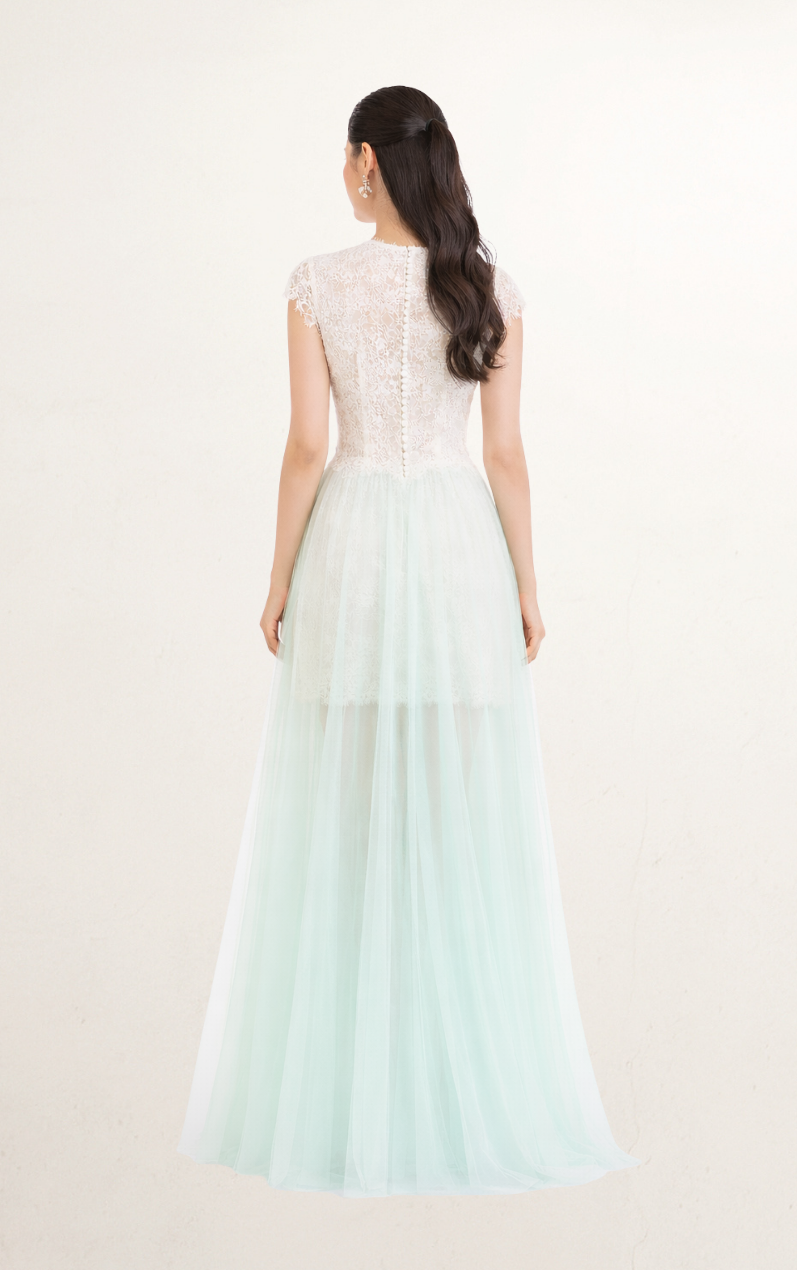 Ombre Lace Chiffon Maxi Dress