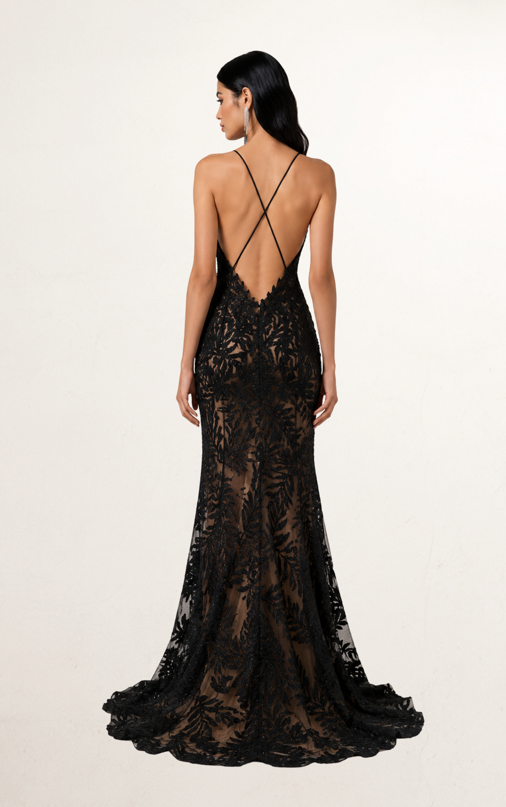 Black Noir Illusion Cutout Evening Dress